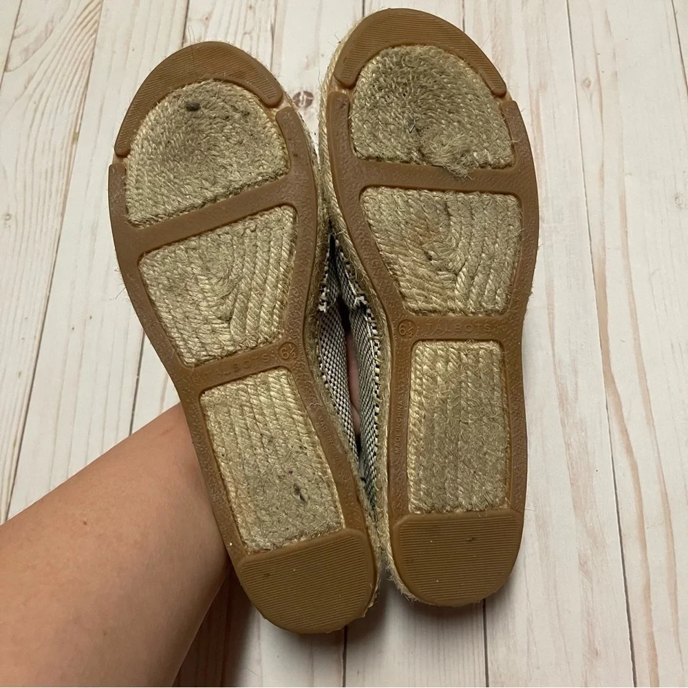 Talbots Izzy Espadrille Two Tone Check Print Slip On Flats Women's Size 6.5